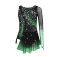 thumbnail image 3 of Freebily Robe de Danse Ballet Patinage Artistique à Manches Longues pour Filles avec Strass, Vert Foncé 10, 3 of 6