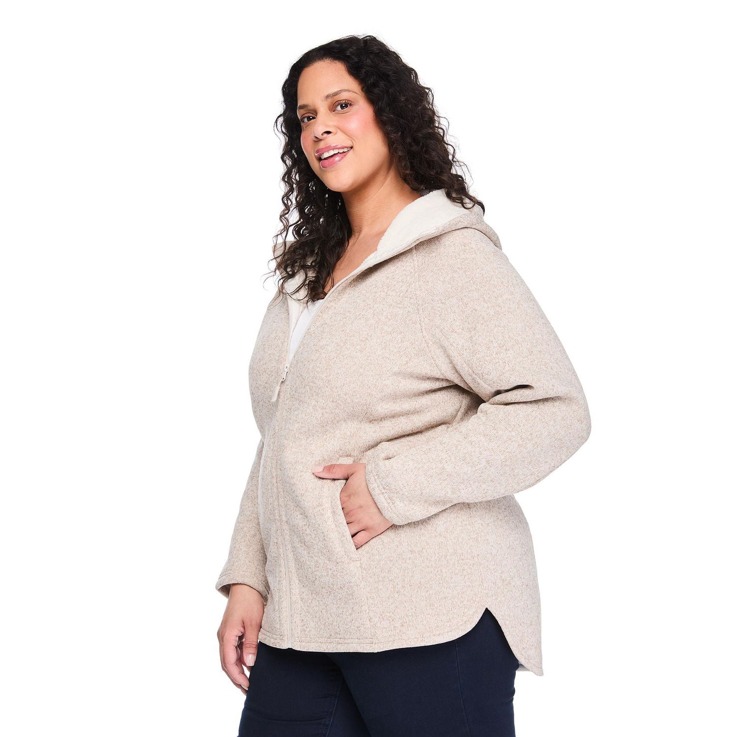 George Women's Plus Faux Shearling Zip Up Jacket
