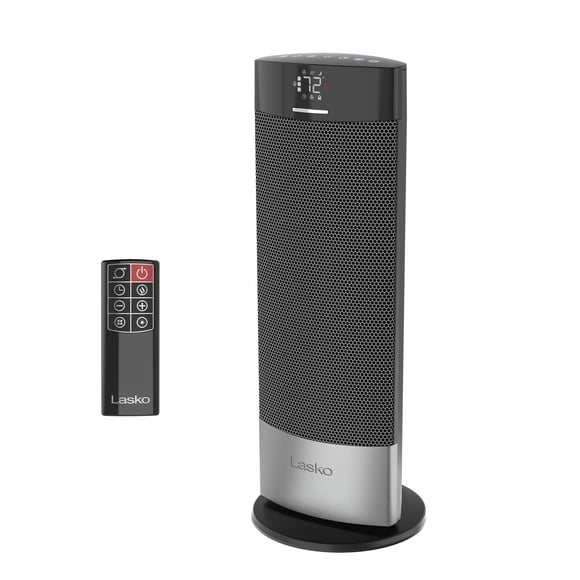 Lasko Ellipse Ceramic Tower Heater for Home with Tipover Switch, Child Lock, Digital Display, Thermostat, Wide Oscillation, Remote, Timer, For Bedroo