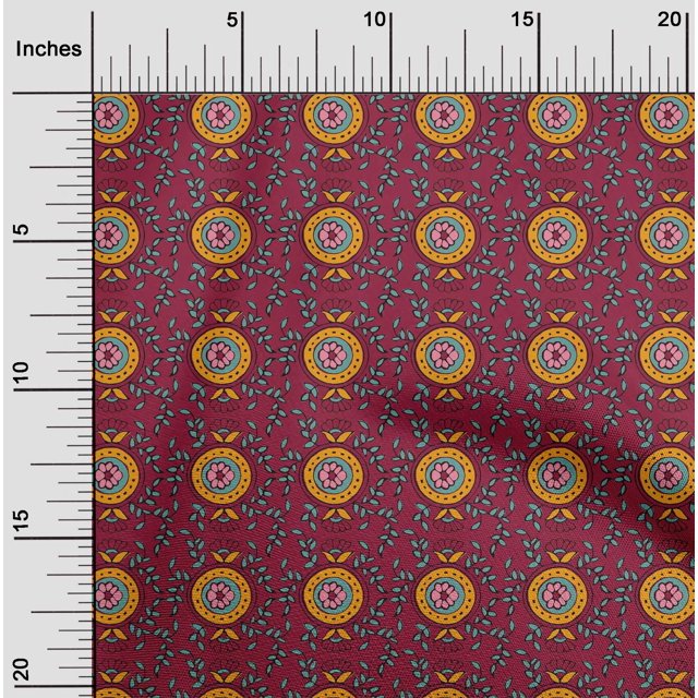 oneOone Tissu Polyester Lycra Feuilles & Floral Imprimé au Mètre 56 Pouces de Large