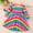 Multicolour, variant on Nrmrqzzcjnd Deals Children'S Flutters Sleeve Rainbows Dress Girls' Long Sleeve Round Neck Rainbows Stripe Dress 3-7 Years Old