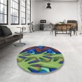 thumbnail image 4 of Ahgly Company Tapis d'Intérieur Lavable à la Machine, Carré, Transitionnel, Vert Cr, Tapis de Zone, 8 Pieds Carré, 4 of 7