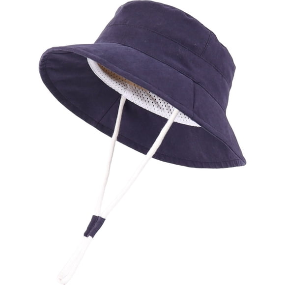 MIASHUI Chapeau de Soleil pour Enfants Été Extérieur Bob Plage Pêche Chapeaux Ajustables, Marine, 6-12 Mois