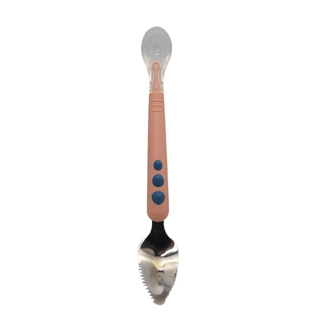 Meitianfacai Food Spoon Baby Fruit Scraping Mud Spoon, Baby Fruit Scraper Spoon Stainless Steel Double Head Food Grade Fruit Supplement Children's Tableware