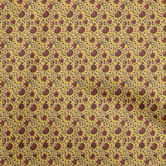 oneOone Cotton Jersey Yellow Fabric Floral Sewing Craft Projects Fabric Prints By Yard 58 Inch Wide