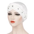 thumbnail image 2 of Women Beading Braid India Hat Muslim Ruffle Cancer Chemo Beanie Turban Wrap Cap, 2 of 9