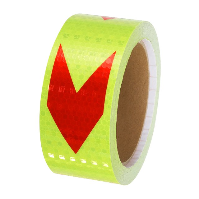 Unique Bargains Reflective Tape, 2' x 16 FT Arrow Waterproof Adhesive Safety Tape, Fluorescent Yellow Red