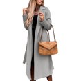 thumbnail image 1 of LinYooLi Trench Coats for Women Casual Lapel Long Solid Color Wrap Coat Wool Blend Overcoat Shacket Jacket, 1 of 4