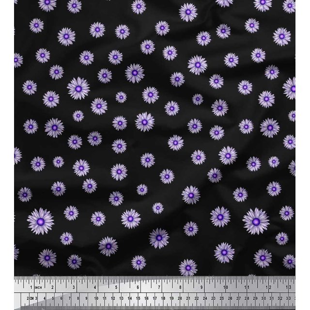 Soimoi Poly Georgette Fabric Aster Floral Print Fabric by Yard 42 Inch Wide