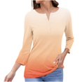 thumbnail image 2 of RXIRUCGD Women's Fashion Casual Gradient Loose Button Tops, Yellow, Size: 2XL, 2 of 5