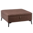 thumbnail image 4 of CorLiving Linden Brown Upholstered Square Storage Ottoman with Metal Legs, 4 of 9