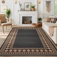 thumbnail image 4 of Garvee 8'x10' Modern Bordered Rug Solid Area Rug, Geometric Washable Rugs Stain Resistant Low Pile Rug Non Slip Indoor Outdoor Carpet for Living Room Bedroom Home Office, Black and Coffee, 4 of 8