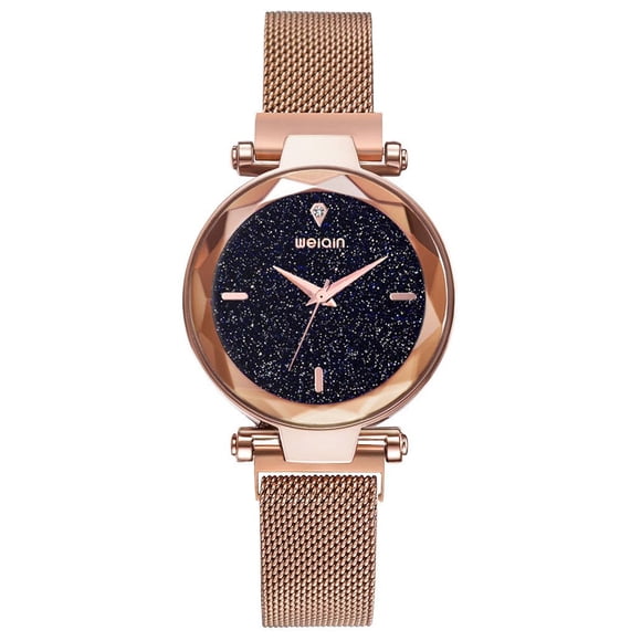 MASTOP Fashion Women Rose Gold Watch Japan Quartz Stainless Steel Magnetic Mesh Band Waterproof Ladies Watches (Flower- Rose Gold)