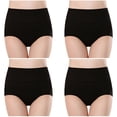 thumbnail image 1 of Plebaso Womens High Waisted Cotton Underwear Full Coverage Ladies Panties Multipack Regular and Plus Size, 1 of 5