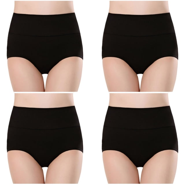 Plebaso Womens High Waisted Cotton Underwear Full Coverage Ladies Panties Multipack Regular and Plus Size