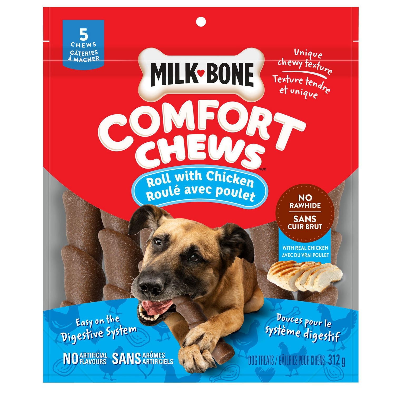 Milk-Bone Comfort Chews Roll with Chicken, Dog Treats, 312g