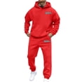 thumbnail image 1 of SGMVNU Ensemble de Survêtement pour Homme Chandail à Capuchon Survêtement avec Tenue de Joggers Survêtement Tenue d'Automne Hiver Tenue Décontractée Course Jogging Sport Ensemble de Confort (Rouge, TG), 1 of 4