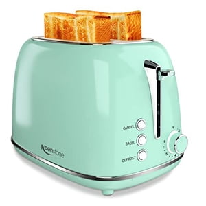 Grille-pain 2 Grille-pain en acier inoxydable avec coupe 6 Paramètres de l'ombre de pain, Bagel, Annuler, Fonction de dégivrage, 2 Grille-pain à tranches avec fente extra large, plateau en croûte amovible, vert