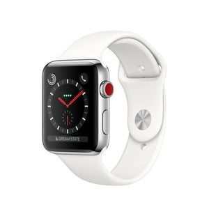Rénovés Apple montre Series 3 Acier inoxydable 42mm A1861 (GPS + Cellulaire) Argent (classe A)