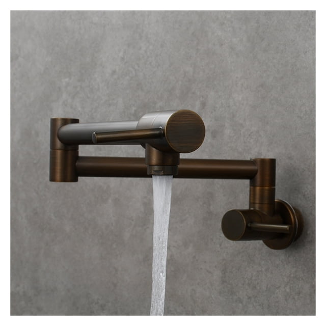 Brass Chrome Kitchen Faucet Dual Handle Kitchen Tap Wall Mounted Folding Double Handle Single Cold Water Tap ,bar Laundry RV Farmhouse