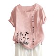 thumbnail image 2 of Babysbule Hauts pour Femmes Liquidation Mode Femmes Été Ample Imprimé T-Shirt à Col Rond Manches Courtes Blouse Décontractée Hauts, 2 of 3