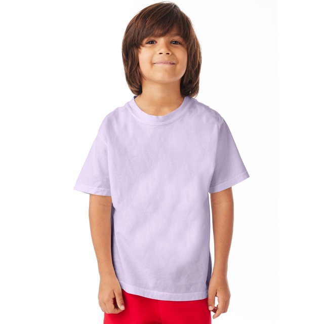 Hanes T-Shirt à Col Rond à Manches Courtes ComfortWash pour Garçons, P, Lavande Future