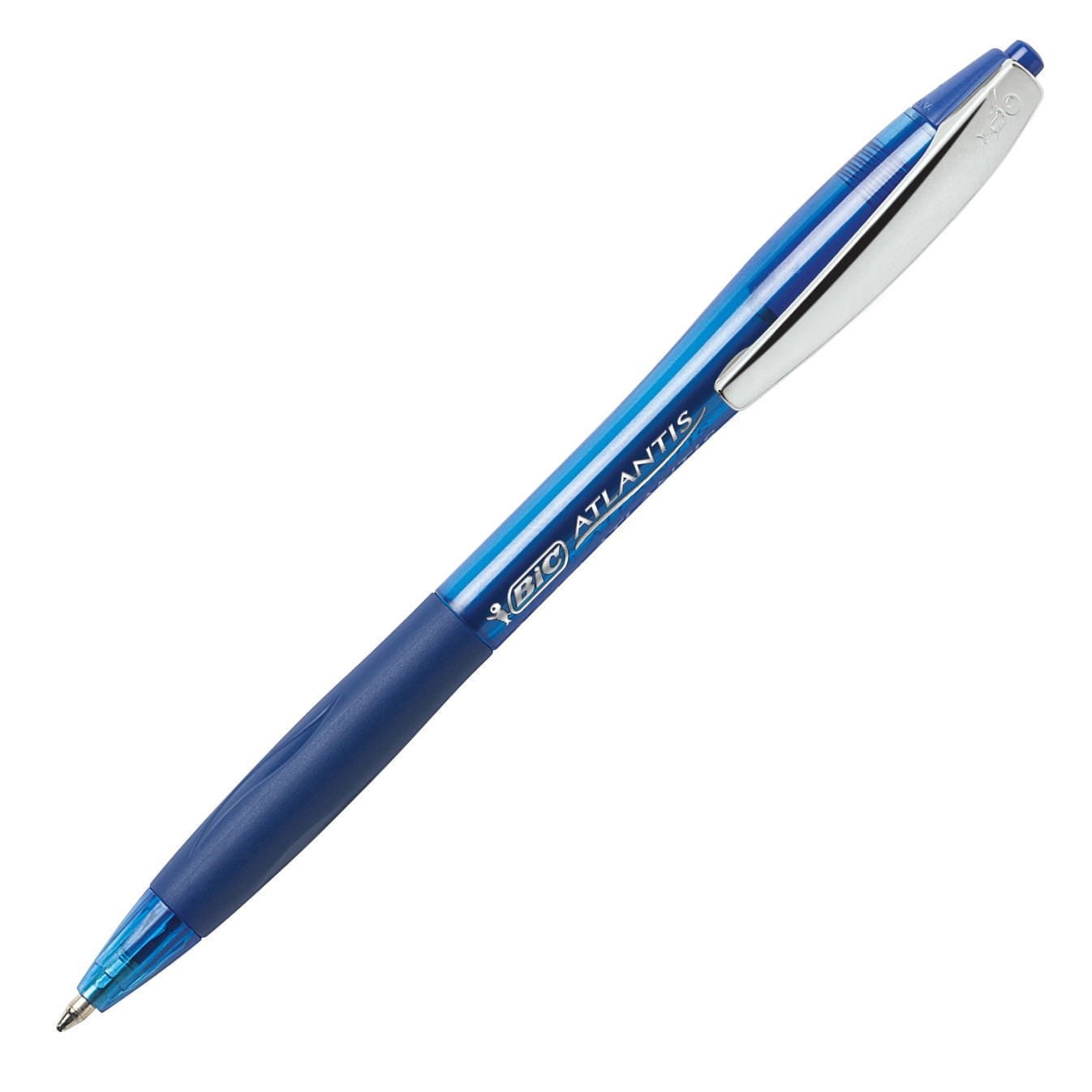 Stylo-bille rétractable BIC Glide, pointe moyenne (1,0 mm), encre bleue, prise confortable en caoutchouc, paquet de 4