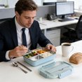 thumbnail image 4 of Boîte à Bento Compartimentée en Acier Inoxydable - Récipient Alimentaire Hermétique, Préparation des Repas Sécurisée et sans Fuite,, Bleu, JKODE, 4 of 8