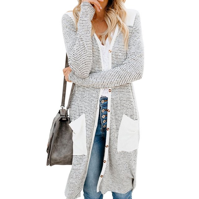 Drppepioner Cardigan Manteau Décontracté pour Femmes à Manches Longues, Mi-Long, Imprimé, Style de Rue