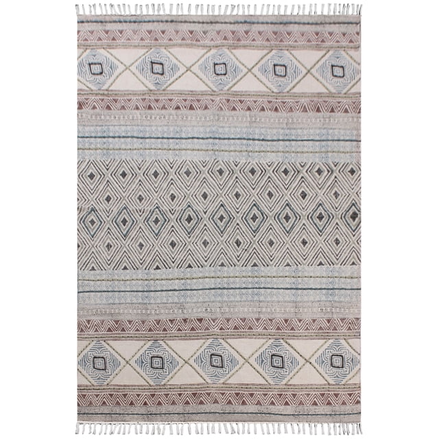 Casavani Geometric Cotton Mat Living Area Rug,Black 11x11 Ft
