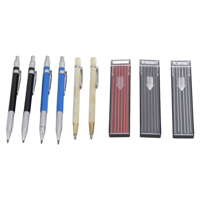Carpenter Pencil Refill, 2mm Professional Comfortable Grip Carpenter Pencil Set ABS Metal Fluent Writing For Merchants