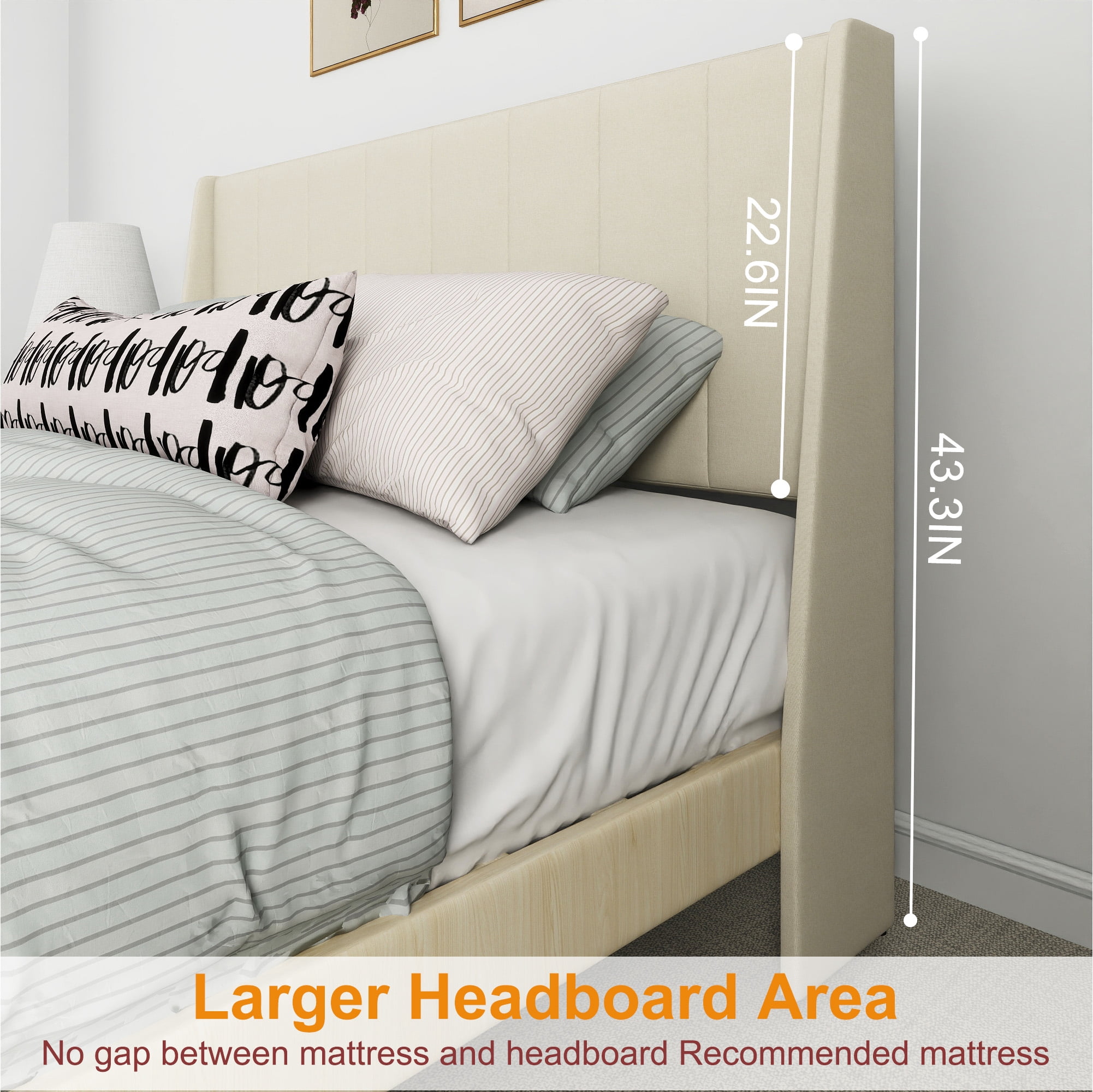 Ensemble cadre de lit queen et table de chevet pliante Homy Casa pour chambre et appartement