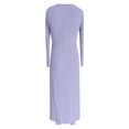 thumbnail image 4 of Zhanying Ensembles en Tricot Deux Pièces Femme Automne Tendance Décontracté Robe Longue à Manches Longues Col Rond Haut Fendu en Tricot Côtelé Doux et Pantalon Violet TG, 4 of 5