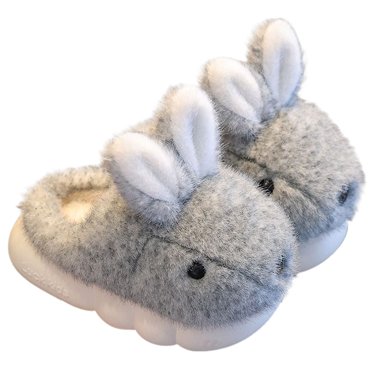 XXWXYD Toddler Boys Girls Fuzzy Plush Bunny Slippers Winter Warm 𝖢ozy Animal House Shoes Non-Slip Indoor Slip-On for Kids