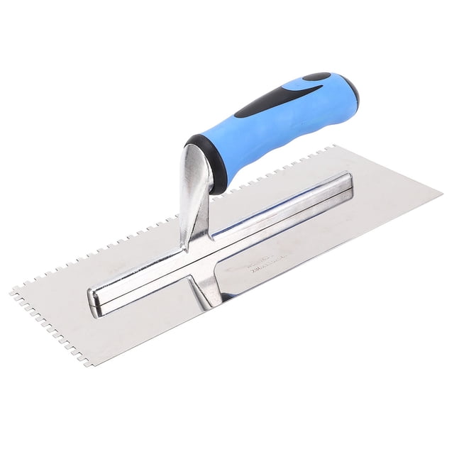 Notch 4mm Square Notch Trowel Stainless Steel Hand Notch Trowel with Soft Handle for Cement Concrete Masonry Tile Installation