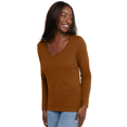 thumbnail image 1 of Hanes T-Shirt en Coton à Manches Longues Col en V pour Femmes, TP, Allgood Gold, 1 of 1