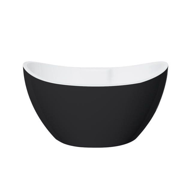 A&E Bath and Shower Turin-56-BLK Baignoire Autoportante avec Extérieur Noir Mat et Intérieur Blanc, Conçue pour les Petites Salles de Bain pour Remplacer les Baignoires Alcôve Standards Tout en Conservant des dimensions Intérieures Spacieuses.
