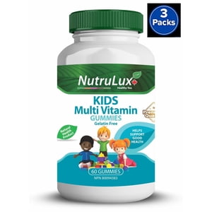 Enfants Multivitamine ( 223 mg de vitamine A ) Gommies sans gélatine halale (paquet de 3)