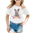 thumbnail image 4 of PMVFHDE T-Shirts Fille Manches Courtes Hauts Graphiques T-Shirts Filles T-Shirts Fille Graphiques Coupe Ample Hauts Enfants Pâques Col Rond Manches Pétales T-Shirts Couleur Unie Blanc, 3-4 Ans, 4 of 4