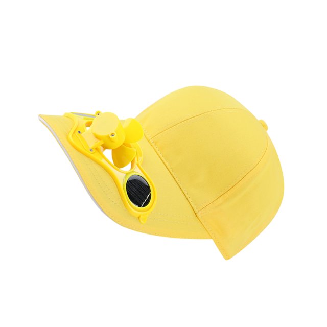 QualitChoice Fiber Solar Powered Fan Hat Durable Versatile Portable Convenient For All Activities Solar Fan Cap yellow