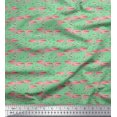 thumbnail image 1 of Soimoi Poly Georgette Fabric Grass & Flamingo Bird Print Fabric by The Yard 42 Inch Wide, 1 of 3