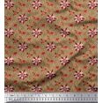 thumbnail image 1 of Soimoi Poly Georgette Fabric Damask Design,Leaves & Aster Floral Printed Fabric 1 Yard 52 Inch Wide, 1 of 3
