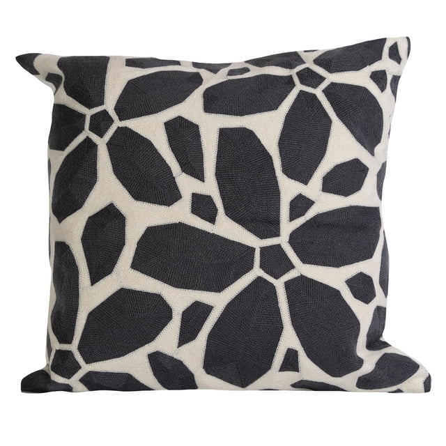 Gouchee Home Clark Coussin Lot de 2 Montrant un Coussin Décoratif Carré Orienté vers l'Avant avec Broderie Géométrique Noire sur Toile de Coton Blanche, 18 par 18 Pouces, Présentant une surface Texturée et une Fermeture Éclair invisible, Idéal comme Coussins Décoratifs pour la Déco de la Maison et Adapté pour Ajouter de la texture aux Espaces de Vie.