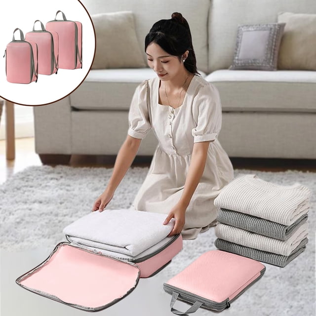 LSLJS Compression Packing Cubes for Travel, Travel Bags Luggage Organizers Travel Compression Cubes for Suitcases Double Capacity Design for Travel, Travel Packing Organizers