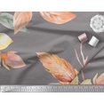 thumbnail image 2 of Soimoi Gray Poly Georgette Fabric Leaves & Peach Floral Print Sewing Fabric BTY 42 Inch Wide, 2 of 3