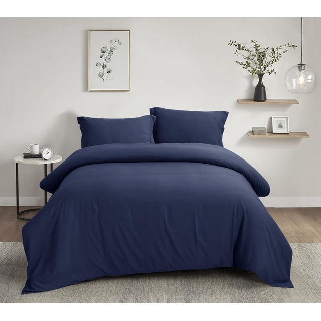 Swift Home Ultra Soft Solid Duvet Cover Set, King, Indigo