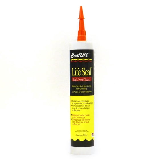 Life Industries - Scellant de Calfeutrage BoatLife 1171 Life Seal; Compatible avec Métal/verre/bois/lexan/plastique ABS; Silicone et Polyuréthane; Non Peignable; Noir; Cartouche de 10,5 Onces; Simple