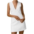 thumbnail image 1 of Robe en Lin pour Femme, Robe Midi Sans Manches à Col en V, Robe d'Été Décontractée pour Femme, 1 of 5