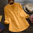 thumbnail image 2 of Chemise Blouse Décontractée pour Femmes en Coton et Lin Uni à Manches Longues, Boutonnée, 2 of 8