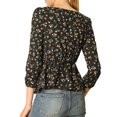 thumbnail image 3 of INSPIRE CHIC Blouse à Manches Longues à Encolure Carrée Florale pour Femmes avec Ceinture, 3 of 7
